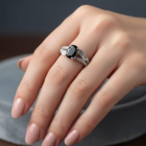 Zarqash Silver Black Stone Ring