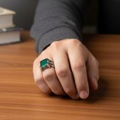 King's Emerald Silver Ring