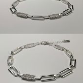 Elegant Sterling Silver Cubic Zirconia Link Bracelet for Women