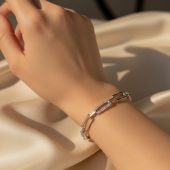 Elegant Sterling Silver Cubic Zirconia Link Bracelet for Women