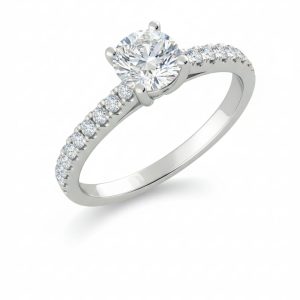 925 sterling silver solitaire ring with a round cubic zirconia stone and delicate pave band – Zarqash Jewellery