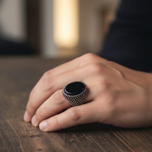 The Black Onyx Sentinel Silver Ring