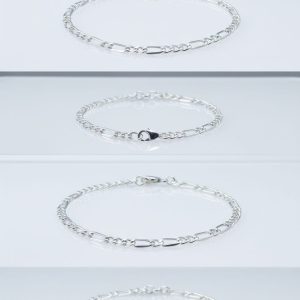 925 Sterling Silver Men's Figaro Chain Bracelet