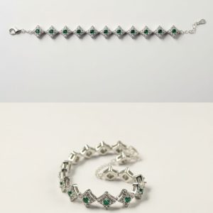 Ladies 925 Sterling Silver Emerald Bracelet